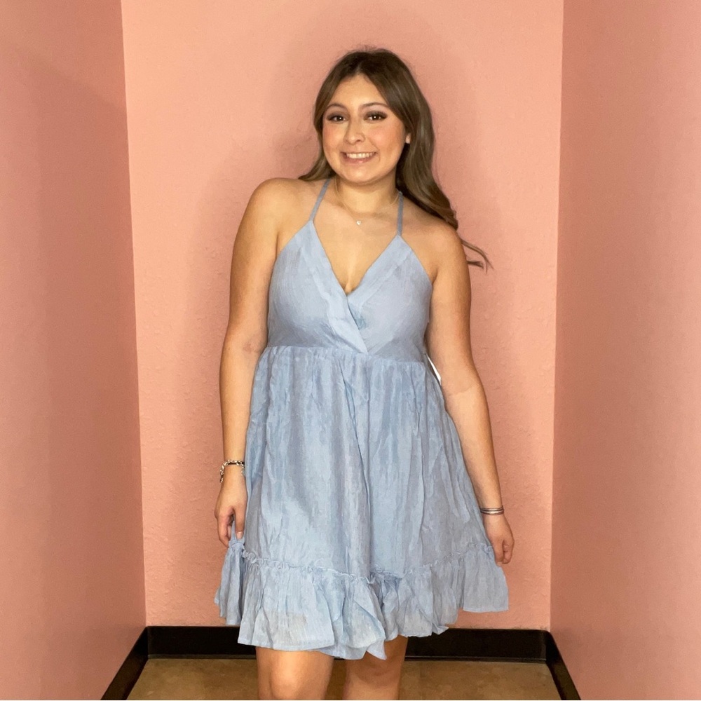Light Blue Halter Dress